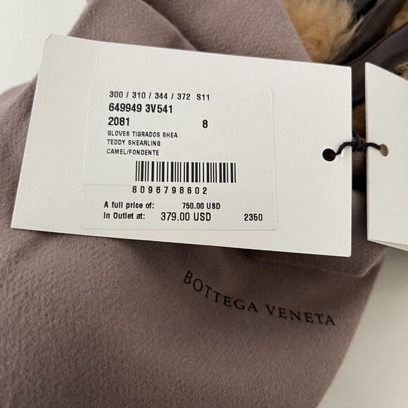 BOTTEGA VENETA Leather and Shearling Women's Gloves, Brown and Tan, 649949 - Picture 7 of 10